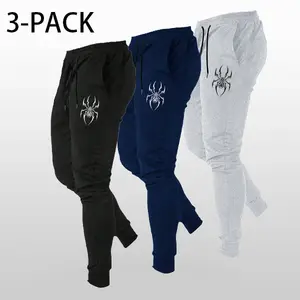 Men's Four Seasons Casual Sports Stretch Jogger Pants Breathable Elastic Closure Fashion Spider Print Multi-Color Options Knit