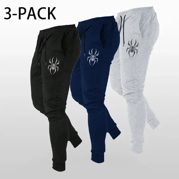 Fashion Spider Print Men Stretch Form-Fit Jogger Pants, 4-Season Breathable Knit Elastic Waist Casual Athletic Activewear Trousers
