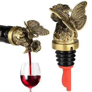 Vintage Butterfly Shape 2-In-1 Wine Bottle Pourer and Stopper,Wine Aerator Liquor Bottle Pourers Spout for Alcohol Spirits, Wine Gifts Saver Accessories, Bar Gadgets