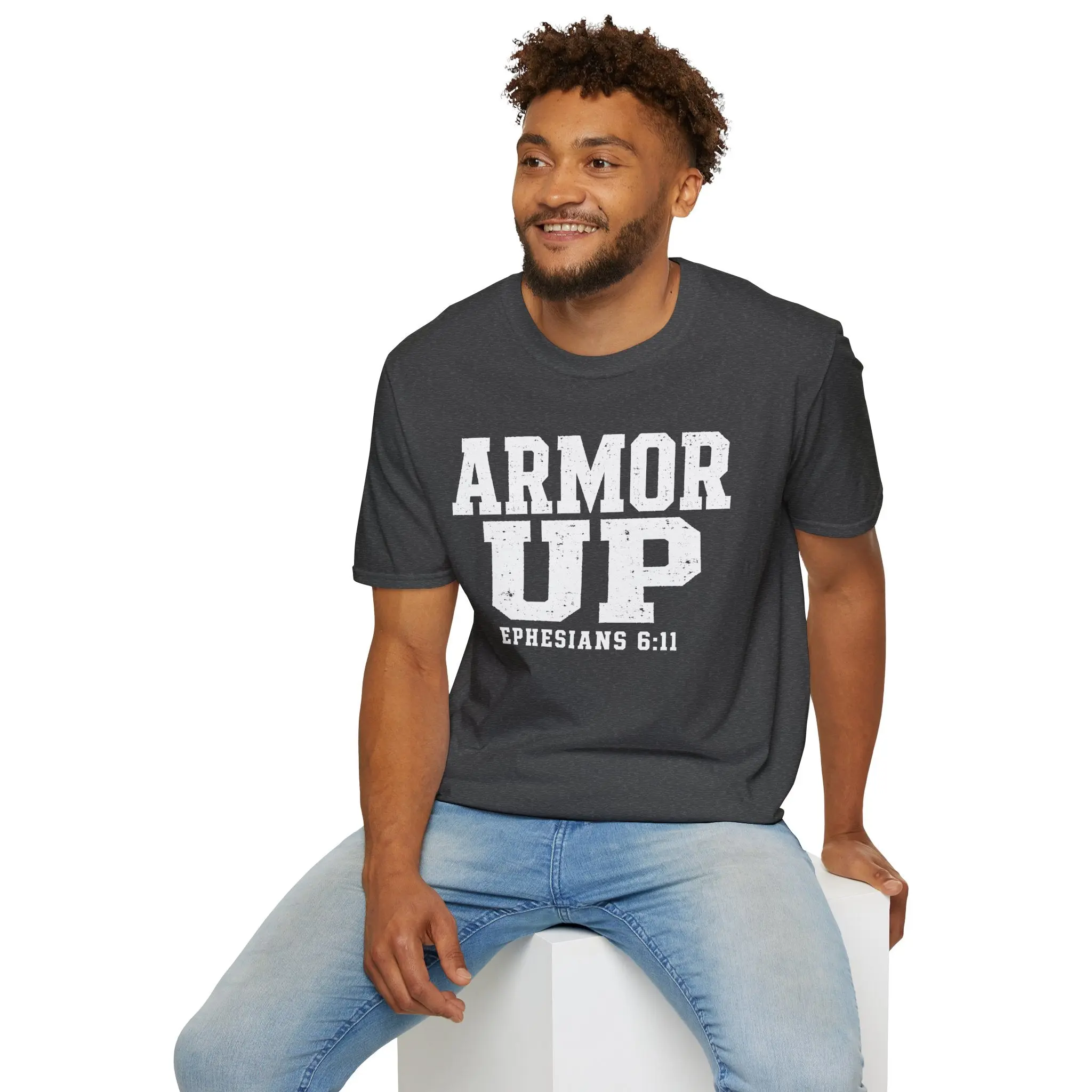 "Armor Up" Ephesians 6:11 T-Shirt — Christian Faith Tee (Gildan 64000)