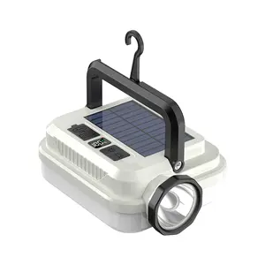 Rechargeable Solar LED Work Light, 1 Ultra Bright Portable Floodlight, Wireless Ground Standing Design, Suitable For Power Outages, Emergency Situations, Camping, Fishing, Rainfall, LED Mobile Power Lights