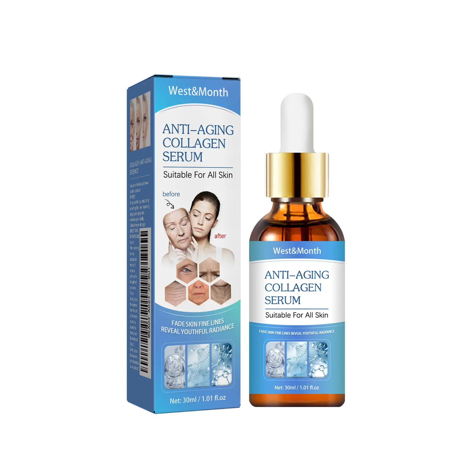 West&Month Lightweight Daily Collagen Face Serum - Smooths, Restores Radiant Skin, Reduces Fine Lines, Firms Skin, Brightens Dull Complexion
