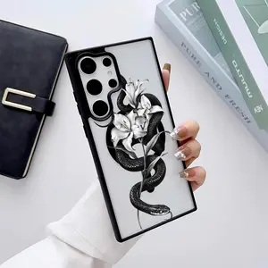 Lily flower snake Pattern Premium Magnetic phone case applicable for Samsung Galaxy S25 S24 S23 S22 PLUS ULTRA FE durable shockproof protection Privacy Protection Magnetic Phone Case cute nic natalie reynolds mosnovo  protective case