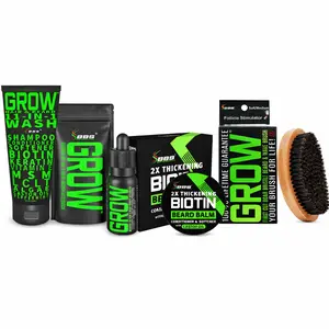 Best Beard Stuff GROW Wave Kit – 360 Wave Hair Care Set with Biotin Balm, Hair Growth Serum, Wave Brush, 11-in-1 Hair Wash