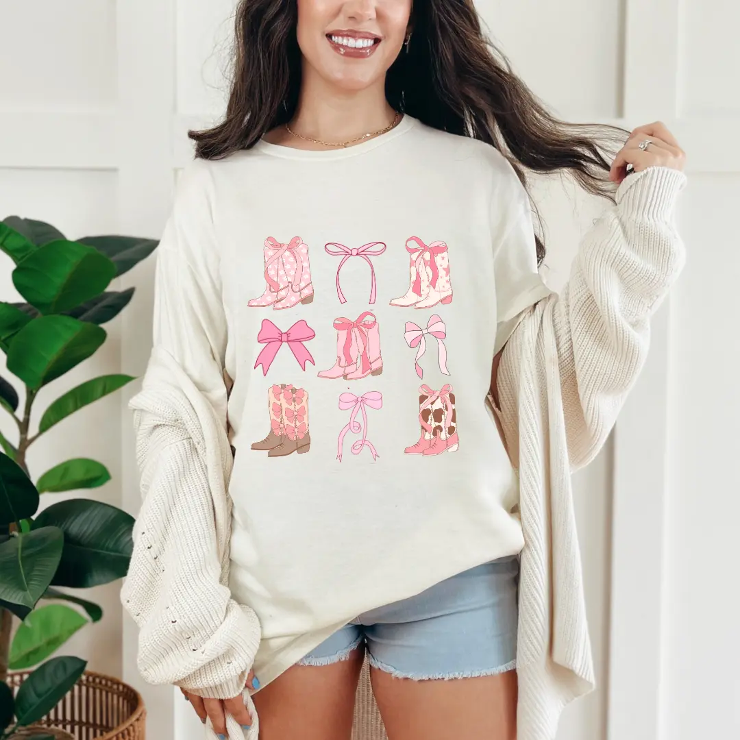 Western Coquette Bow and Boots Shirt Western Coquette Bow and Boots Shirt