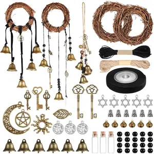 62 Pcs Witch Bells DIY Kit for Door Knob for Protection Witch Bell Witchy Decor Hanging Witchcraft Decorations Witches Wind Chimes Décor, Metal