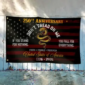 America 250th Anniversary Don’t Tread On Me Flag, 1776–2026 Patriotic Gadsden Flag, United States of America Freedom Outdoor House Flag