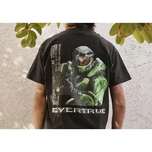 HALO CE x Evertrue Apparel Design Casual Unisex Cotton Graphic T-Shirt Short Sleeve for Summer Wear Classic Fit Crew Neckline Sustainable Ethical US Cotton Gildan 5000