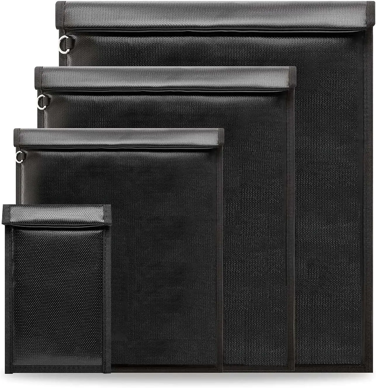 Faraday Bags, Anti-Tracking Faraday Cage, Set of 4 Sizes for Laptops, Tablets, Phones and Car Keys, RFID Signal Blocker Pouch, Fireproof & Waterproof (Black)