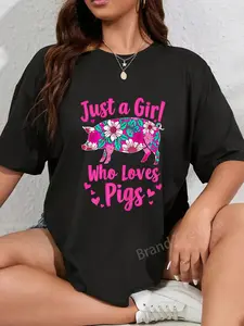 100% Cotton Unisex Pig Lover Just A Girl Who Loves Pigs T-Shirt