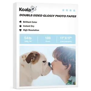 Koala Double-Sided Glossy Inkjet Photo Paper – 54lb(200gsm), 100 Sheets for DIY UNO Cards & Cake Toppers 11*17