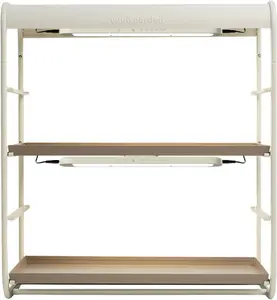 Vego garden Plant Stand Indoor with Grow Light, 2 Tier Tabletop Metal Corner Plant Display Shelf with Full Spectrum LED Grow Light, Plant Rack for Seed Starting, Leafy, Herbs, Fruits & Microgreens