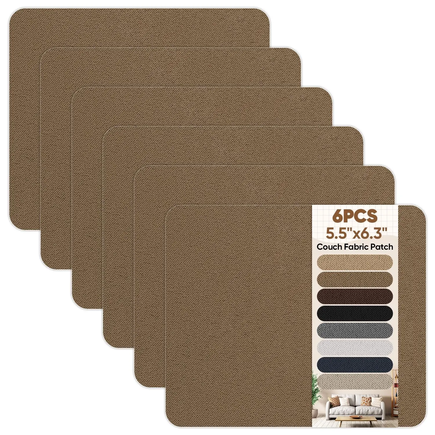 Couch Patch Repair Fabric,Piece SelfAdhesive Couch Patches,Quick Fix Sofa Chair Car Seat,Furniture,Upholstery Repair Kit. (Brown)