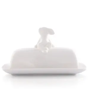 Porcelain Sitting Bunny Butter Dish