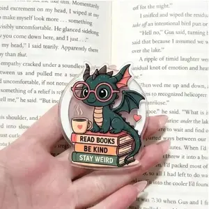 Cute Dragon Phone Grip, Read Books Be Kind MagSafe Holder, Book Lover Kindle Stand, Reader Gift Accessory