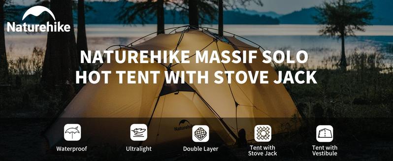 Naturehike Massif Hot Tent with Stove Jack, 4 Season Ultralight Winter Tent, Waterproof Windproof Camping Tent with Room and Vestibule