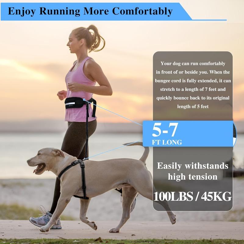 Hands-Free, Anti-Pull Dog Leash—Ideal for Walking and Running—Features a Zippered Waist Pouch, Extra-Thick Handle, and High-Elasticity Design