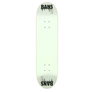 BANS Glow In The Dark Skateboard - One of One Graphic Design by Right Hand Apparel - No Grip Tape - Trucks & Hardware Sold Separately