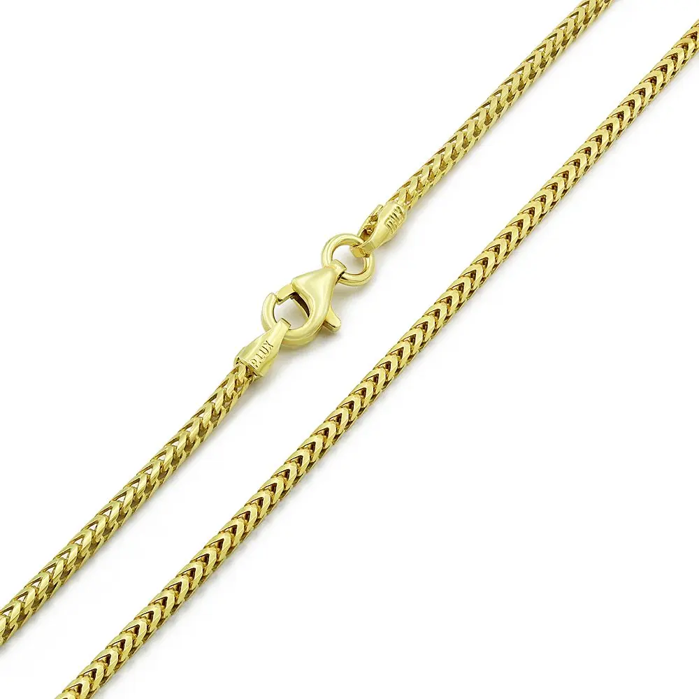 925 Sterling Silver 1.5mm Solid Franco Gold Plated Chain