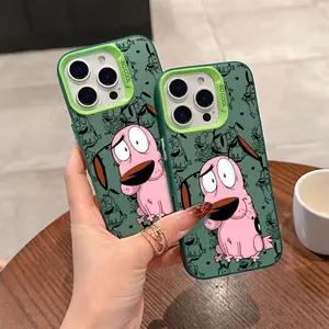 A Cute And Brave Cowardly Dog Pattern Phone Case Suitable for Iphone 16, 15, 14, 13, 12, 11 Pro Max, X, XR, XS Max, 8, And 7 Plus, Featuring a Shockproof Matte Back.