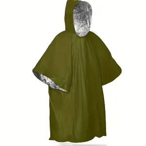 The outdoor portable multi-functional emergency survival raincoat is thickened, reflective, rainproof and windproof, suitable for camping, hiking and outdoor safety equipment Lightweight Rain Coat