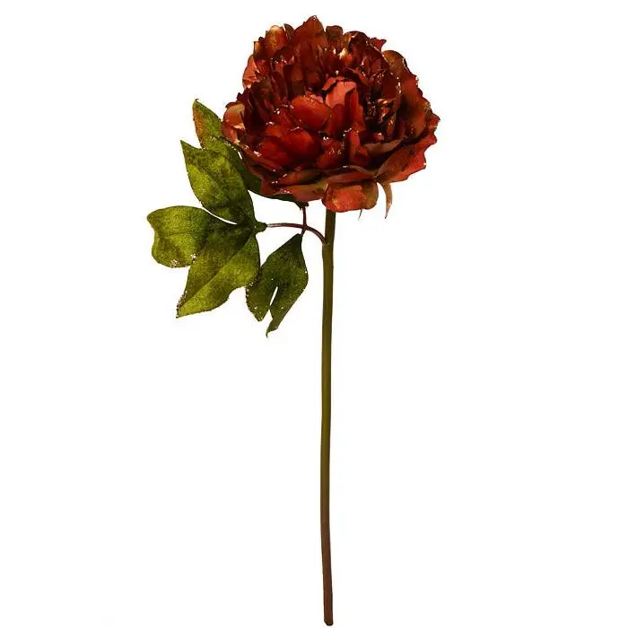 21" Glittered Peony Spray Copper