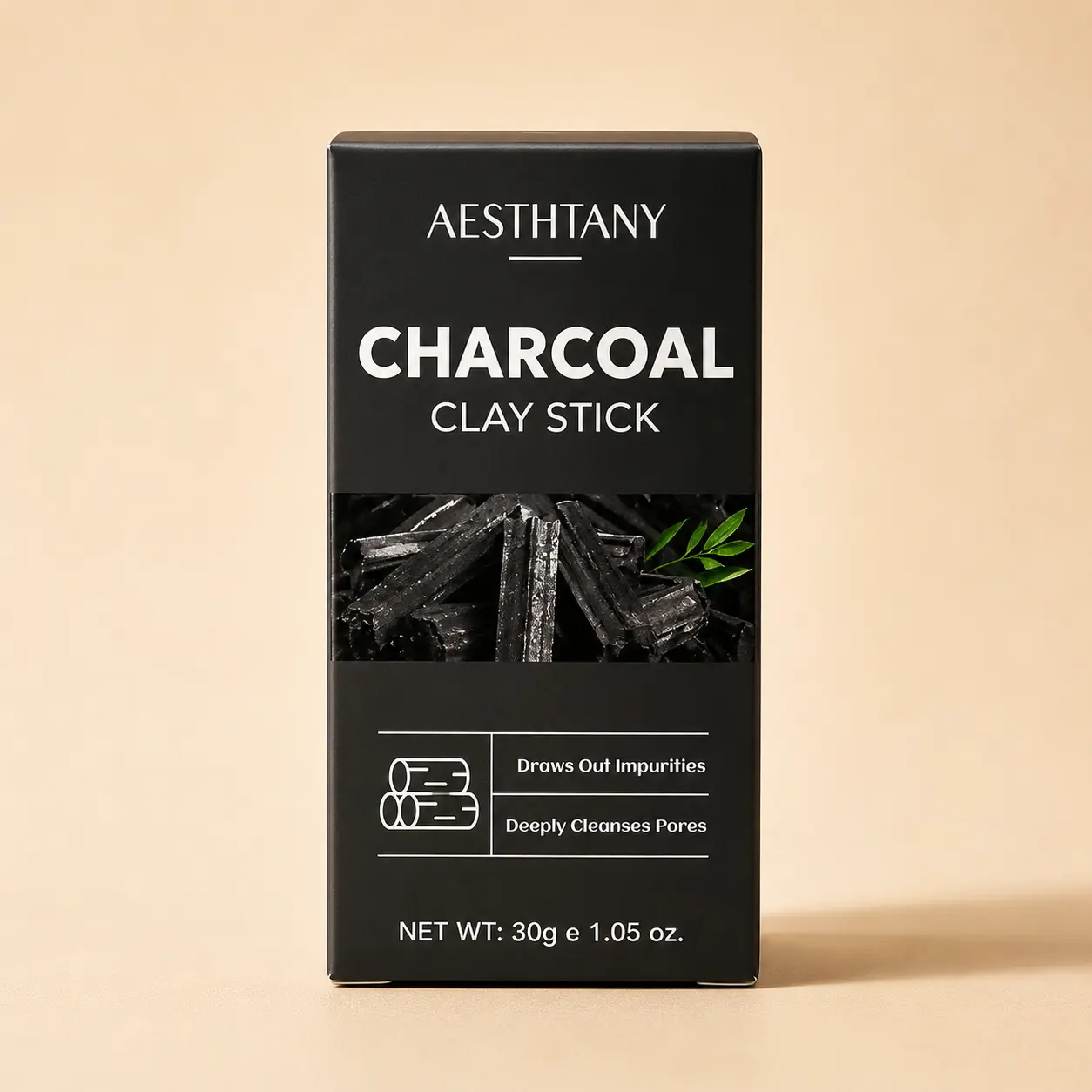 AESTHTANY Activated Charcoal Clay Mask Stick, Travel Size Cleansing Clay Mask Stick for Adults