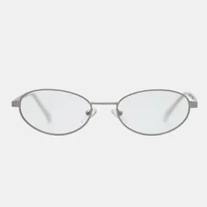 Rosie Cat Eye Oval Sunglasses - Blue Light Filtering, Silver Metal Frame, Vintage Trendy Design for Screen Time & Outdoor Wear