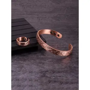 Vintage Simple Copper Magnetic Jewelry Set – Unisex Bracelet & Ring Matching Design, Essential for Daily Wear & Thoughtful Gift Giving