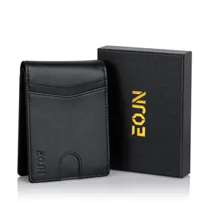 EOJN Cow Hide Slim Wallet with RFID Blocking Quick Access ID Windows Dual Security Features and Gift Box for Convenient Gifting