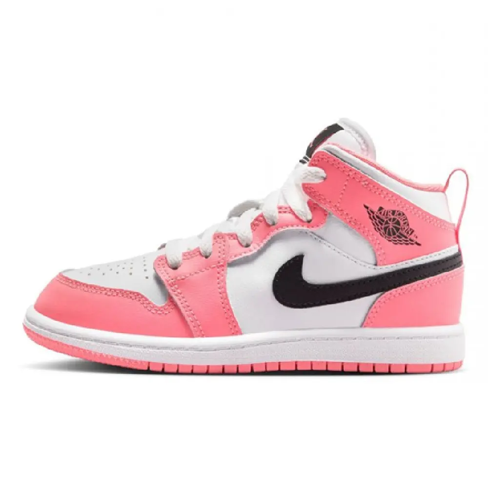Little Kid's Jordan 1 Mid Pink Gaze/Black-White (DQ8424 602) Little Kid's Jordan 1 Mid Pink Gaze/Black-White (DQ8424 602)