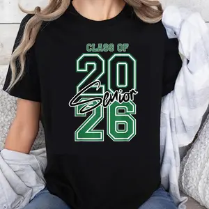 100% Cotton Class Of 2026 Senior Graduation T-Shirt For Women Men Unisex Black Green Design College Party Gift Apparel
