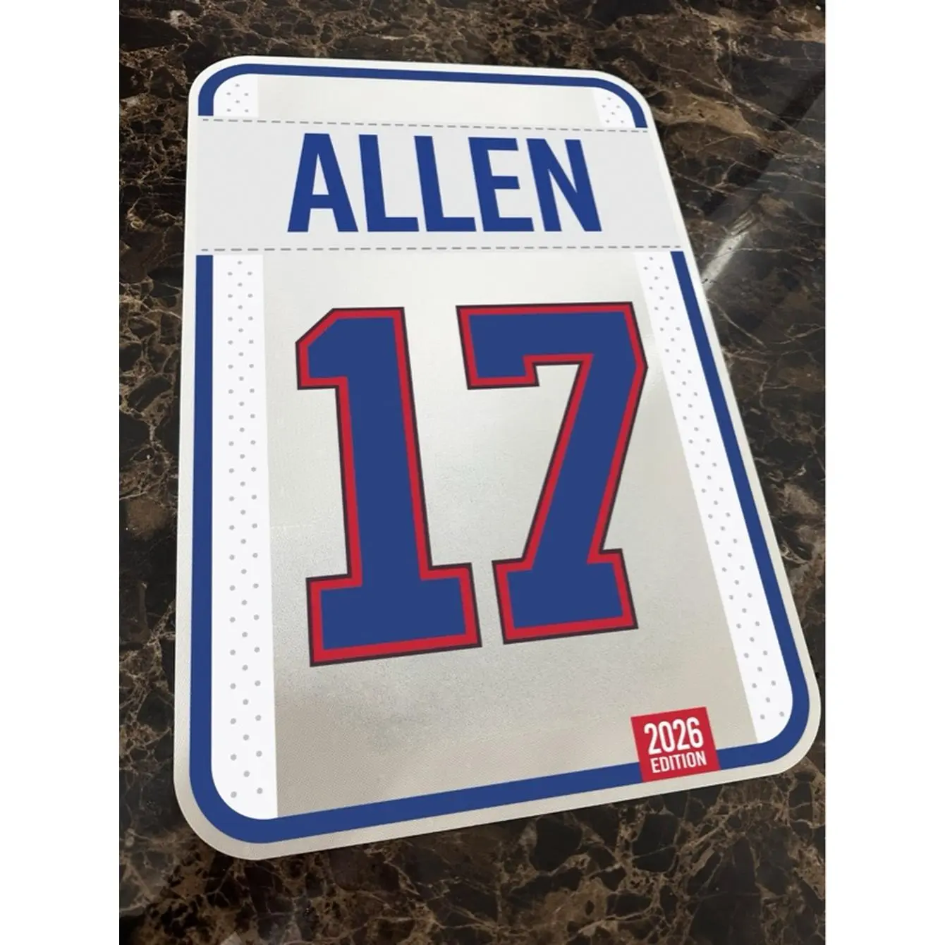 Josh Allen #17 2026 Edition Jersey Sign Reflective Aluminum 0.080mm Thickness Officially Licensed Product