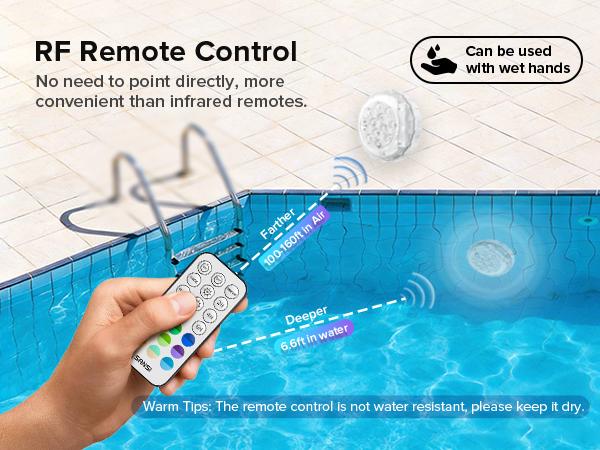 SANSI 8-Pack Submersible LED Pool Lights – RF Remote (200ft), Color-Changing Underwater Spotlights for Ponds, Showers & Inground Pools, Battery Charging, Waterproof with Glue, Magnets & Suction Cups– Perfect for Outdoorfun & Pool Decorations