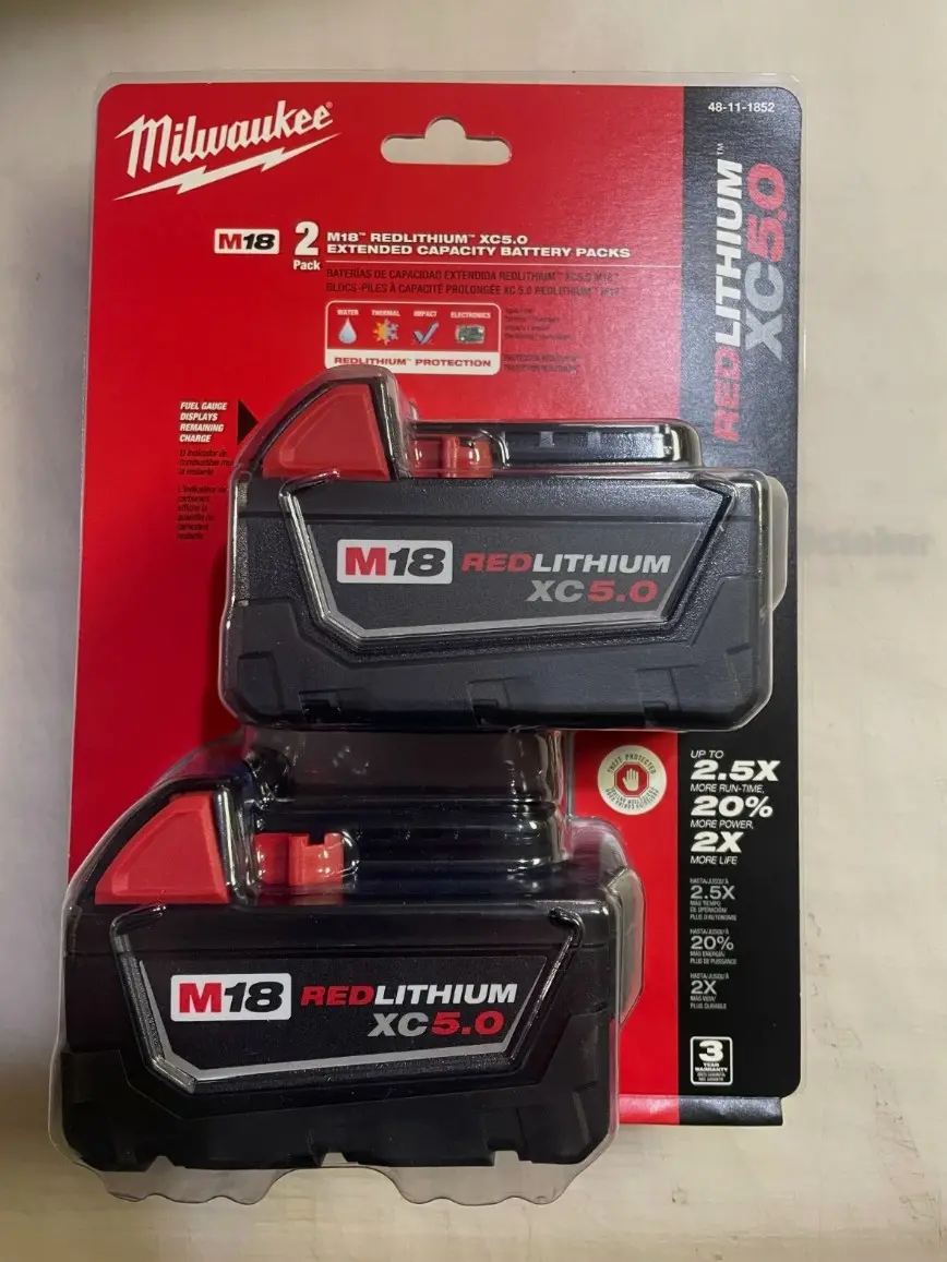 Milwaukee M18 XC 5 amp 18V Lithium Battery 48-11-1850 48-11-1852