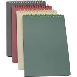 Top Bound Spiral Notebook, 4 count 4 Color A5 Size Thick Plastic Hardcover 7mm College Ruled Paper 80 Sheets (160 Pages) Journal for School and Office Supplies (4 Pcs A5)