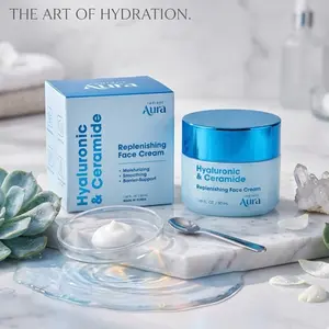 Radiant Aura Nourishing Hydrating Face Moisturizer with Hyaluronic Acid & Ceramides, 1.67 Fl Oz, Daily Skincare for All Skin Types