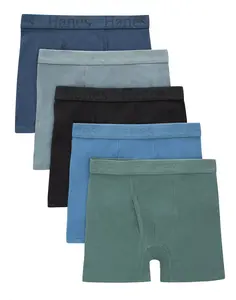 Hanes Originals Ultimate SuperSoft Boys' Boxer Brief Underwear, Black, 5-Pack