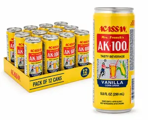 Mrs. French's AK-100 Vanilla Corn Drink - Sweet Creamy Caribbean Beverage 9.8 fl oz Pack of 3 Ready-to-Drink Refreshing Taste