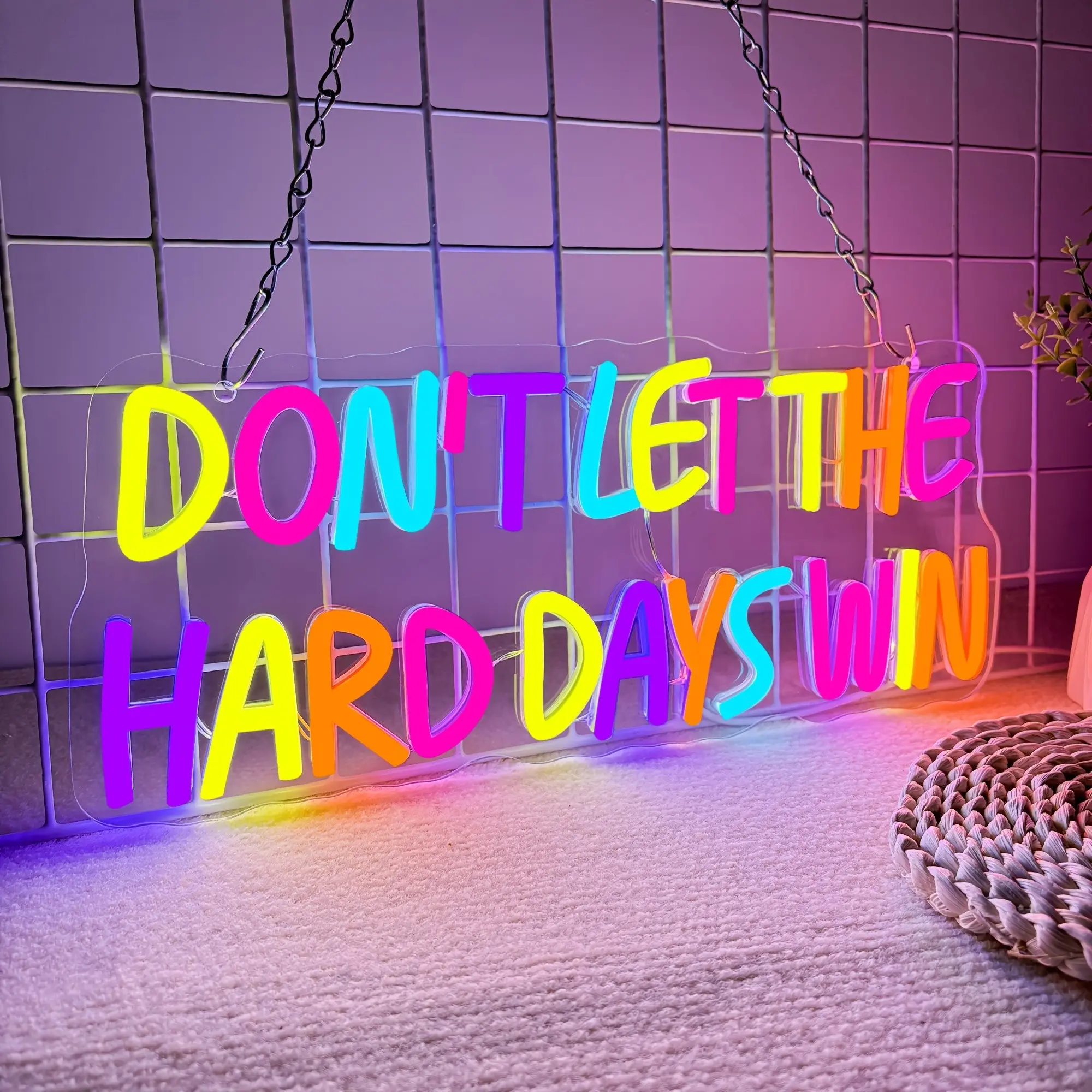 Uplifting & Heart-Warming LED Neon Wall Art — Colorful Text Light Strip Decoration, Decorative Lights, Glowing Letter Lights, Wall Decor Lighting & Wall-Mounted Lamp (USB Powered)