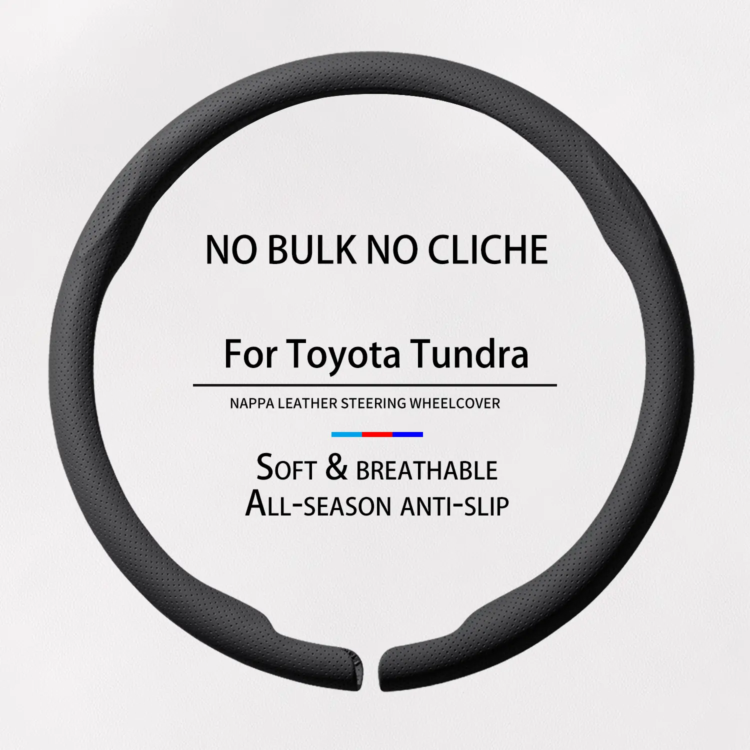 Custom Toyota Tundra Automotive Steering Wheel Cover - Heavy-Duty Carbon Fiber Wrap, TRD Nappa Leather Black Steering Wheel Protector, Car Interior Decor Accessory