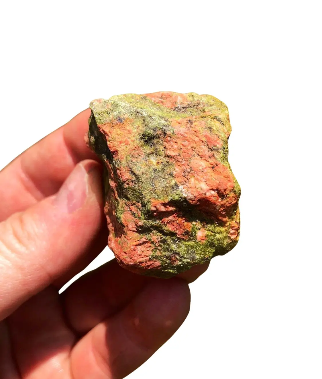 New Moon Beginnings Raw Unakite Stone - Natural Form with Greenish and Brownish Finish