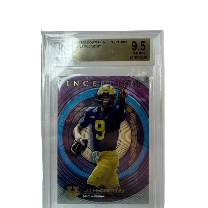 Bowman Inception University JJ McCarthy RC 9.5 Beckett Card - Michigan Football Player Trading Card
