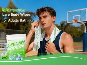 Cooling Body Wipes, Individually Wrapped Biodegradable Shower Wipes, Cooling Towels for the Gym, Workout, Hiking, Travel, and Sport, Oversized and Extra-Thick 12 Count