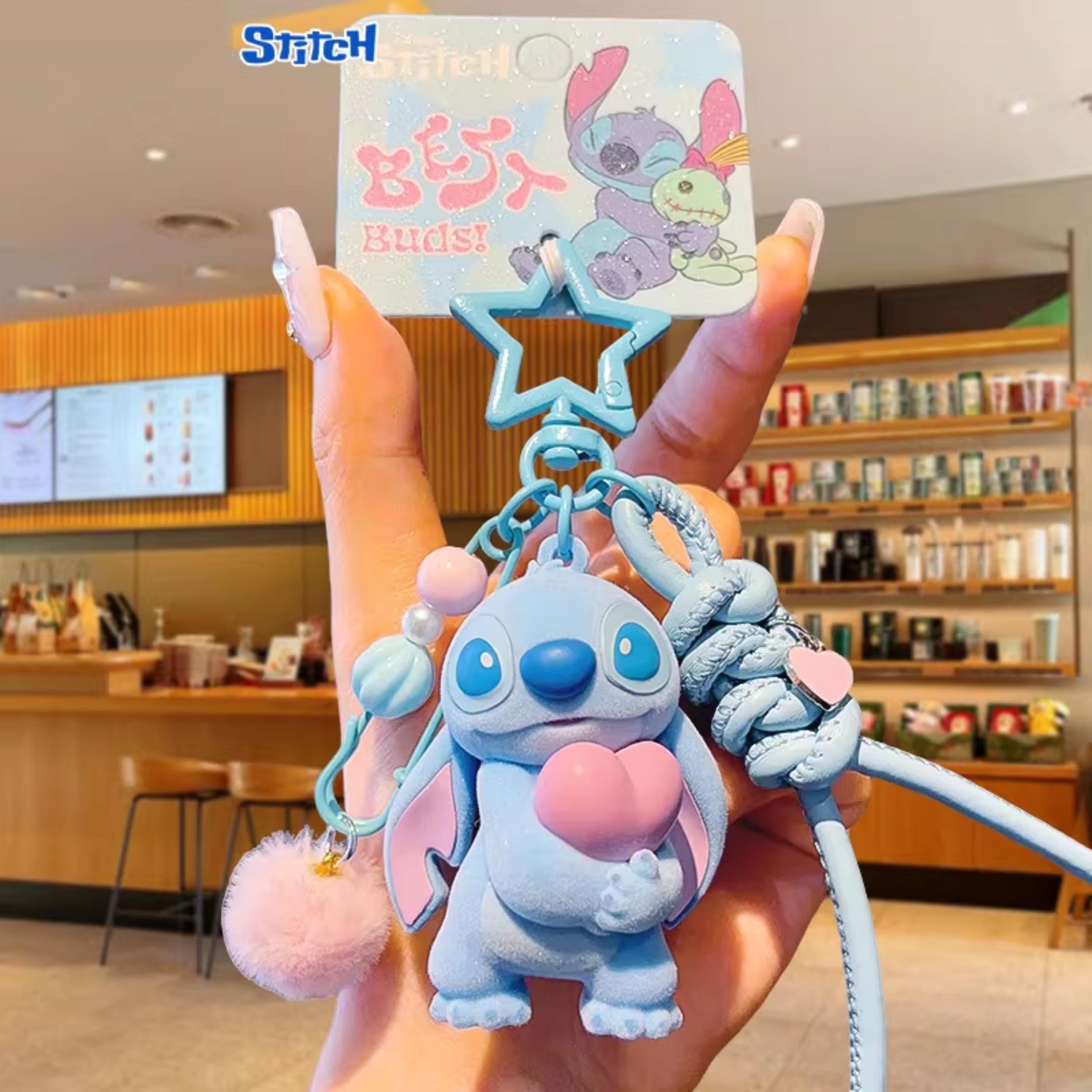 Disney Stitch Flocked Hug Keychain,Mini Gold Stitch Plush Pendant, Soft Velvet Texture, Cute Backpack Charm, Perfect Gift for Disney and Stitch Fans,Holiday Gift Birthday Gift