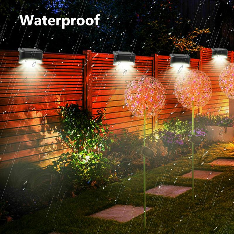 4pcs Solar Step Lights Outdoor Waterproof, Solar LED Bright Deck Lights, Solar Led Lights Outdoor for Garden, Courtyard, Steps, Sidewalks, Rail, Balcony, Easy To Install | White Lights, Christmas Decorations Lights