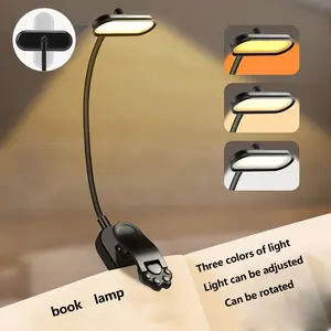 LED Book Light, Mini Creative Clip-On Lamp, 360° Adjustable Soft Tube, Dimmable Three-Color Lighting, Portable Night Light for Bedroom Study Room