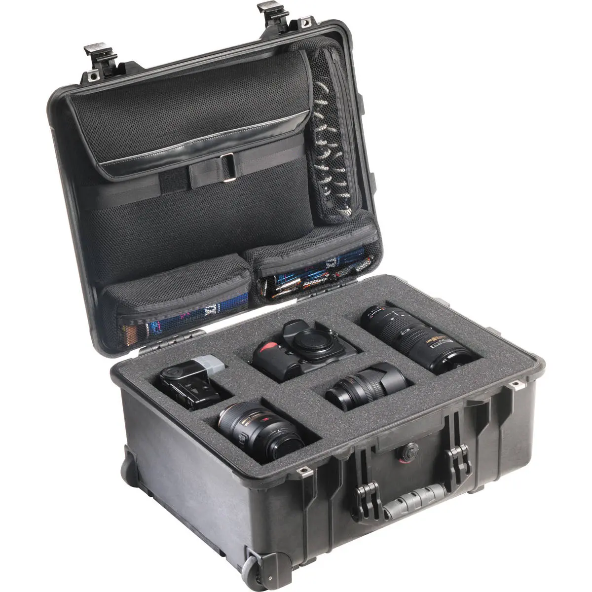 Pelican 1560LFC Laptop Watertight Hard Case with Foam Insert, Laptop Sleeve & Wheels - Charcoal Black