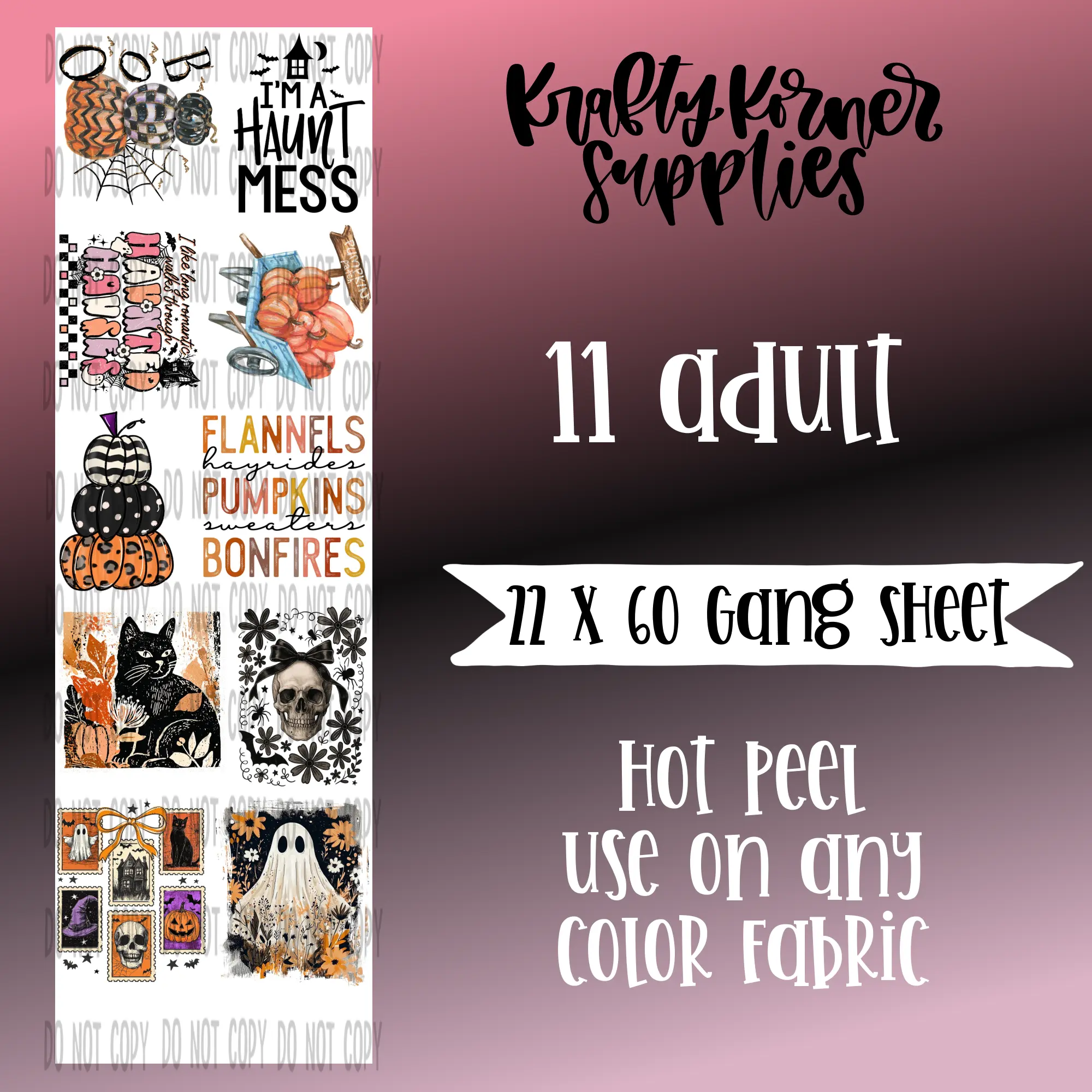 Haunt Mess DTF Transfer Gang Sheet, 22 x 60