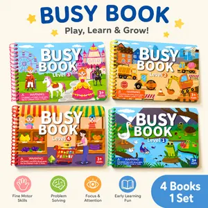 4-Pack Summer Quiet Busy Books for Kids Ages 3+, Preschool Educational Toy for Fine Motor Skills & Problem Solving, Party Gift for Outdoor Learning Through Play